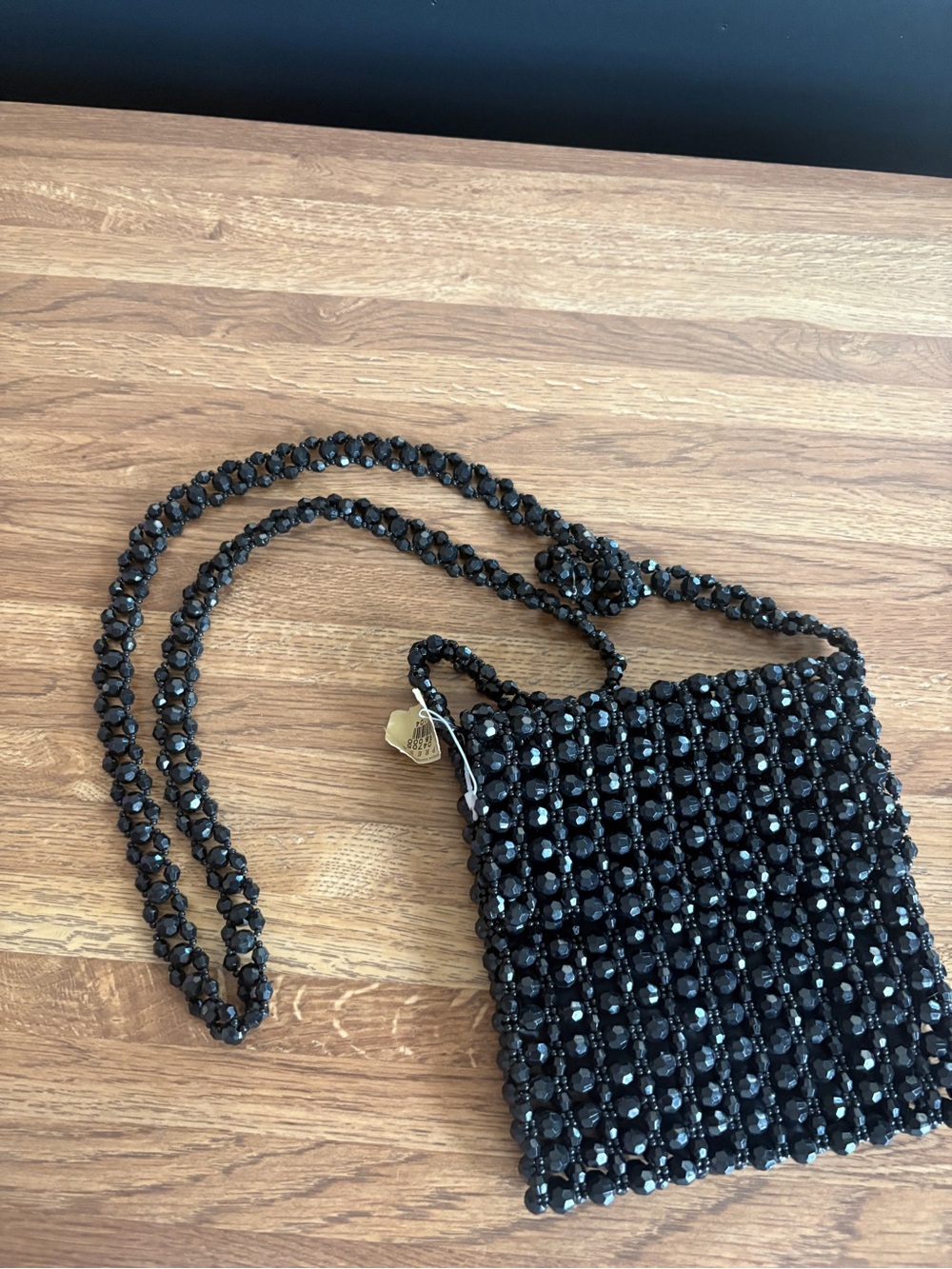 VINTAGE 90s Express Black Beaded Crossbody Purse